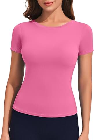 Slim Fit Short Sleeve Workout Tops for Women