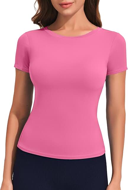 Slim Fit Short Sleeve Workout Tops for Women