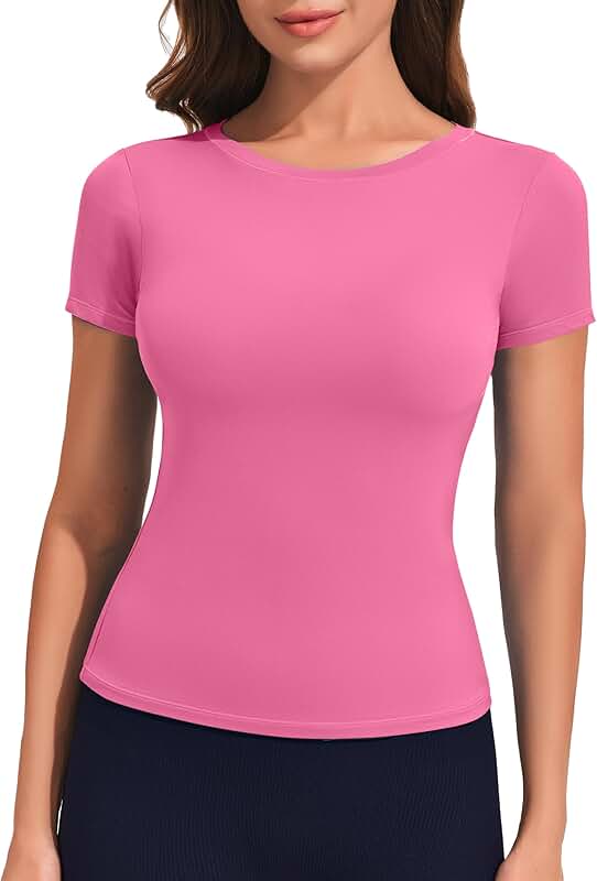 Slim Fit Short Sleeve Workout Tops for Women