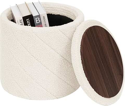 Round foldable storage ottoman for living room and bedroom