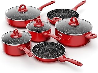 10-Piece Nonstick Induction Cookware Set with Stay-Cool Handles