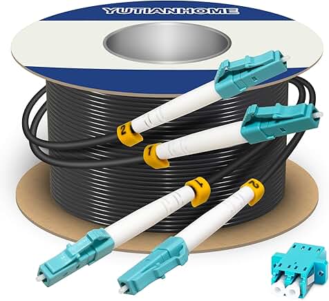 50 Meter Armored OM3 LC to LC Fiber Patch Cable