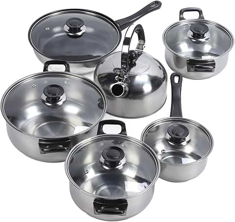 Stainless Steel Kitchen Cookware Set with Utensils