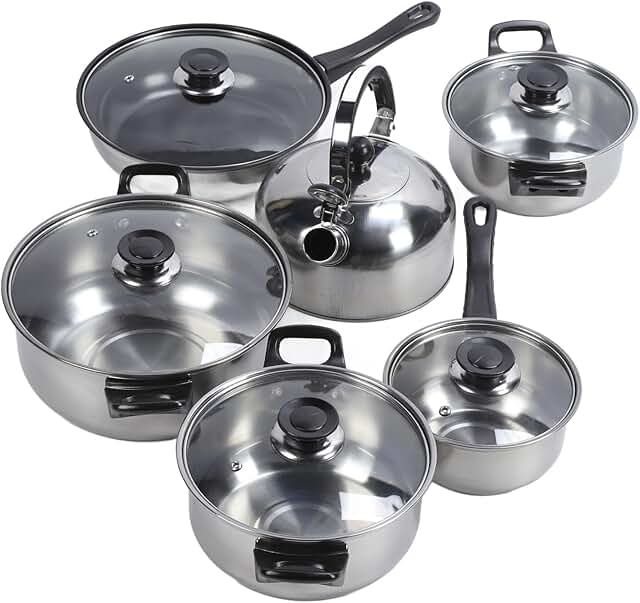 Stainless Steel Kitchen Cookware Set with Utensils