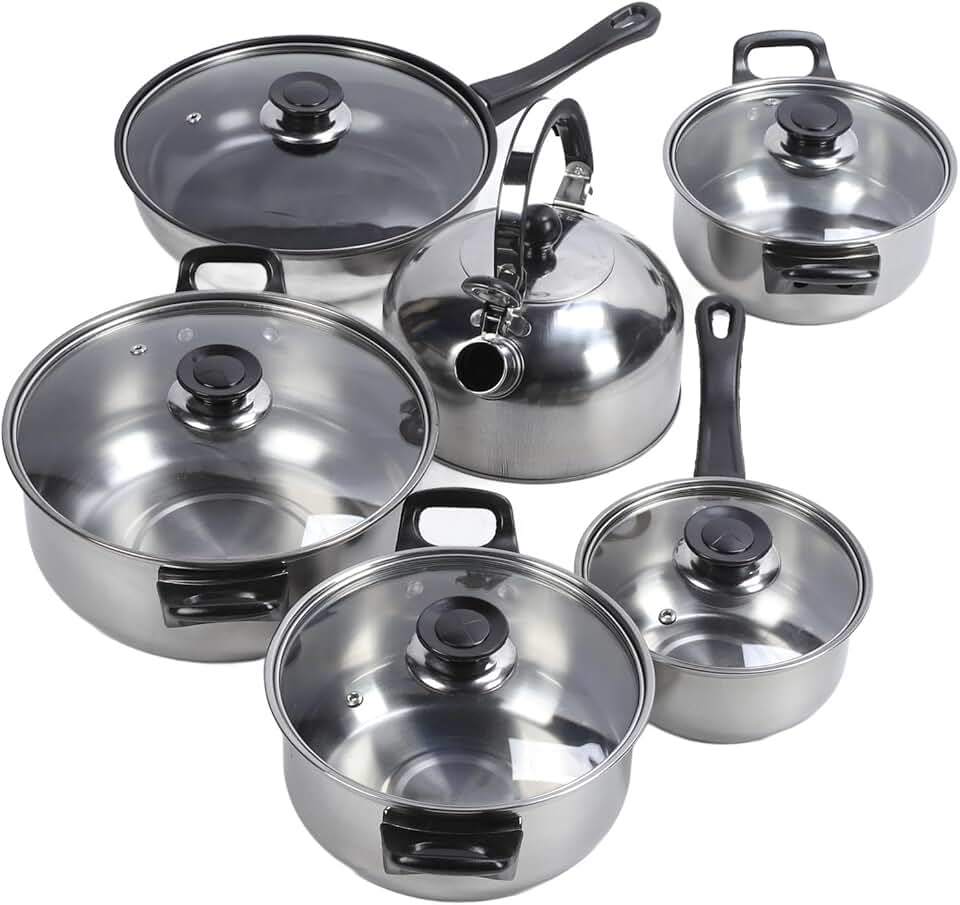 Stainless Steel Kitchen Cookware Set with Utensils