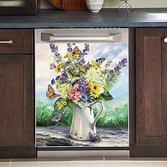 Spring Butterfly Magnet Cover for Dishwasher and Fridge