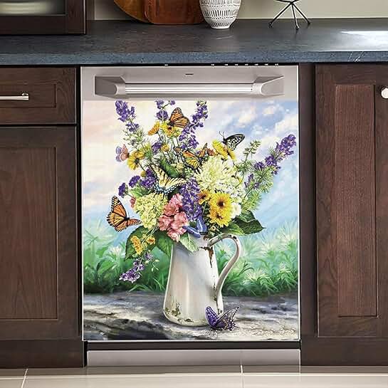 Spring Butterfly Magnet Cover for Dishwasher and Fridge