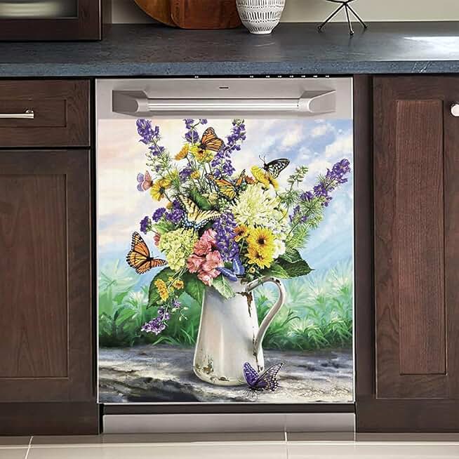 Spring Butterfly Magnet Cover for Dishwasher and Fridge