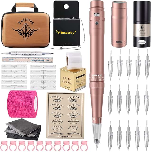 Wireless Permanent Eyebrow Tattoo Kit with 15 Needles