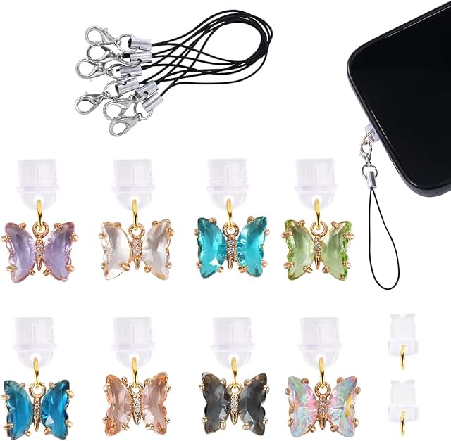 8 Pcs Cute USB-C Dust Plugs with Charms