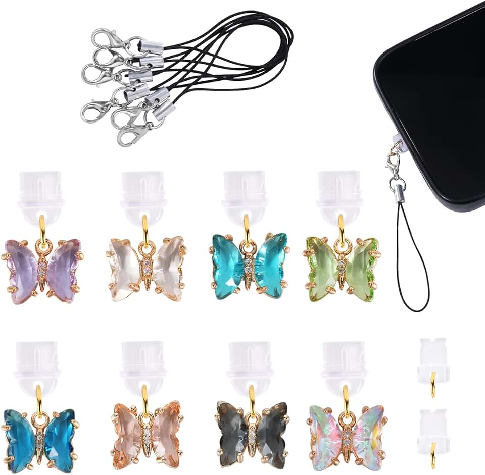 8 Pcs Cute USB-C Dust Plugs with Charms