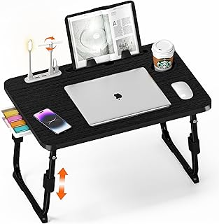 Adjustable Bed Laptop Desk with Storage and Cup Holder