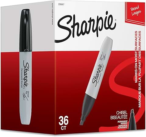 Black Chisel Tip Permanent Markers, 36 Pack