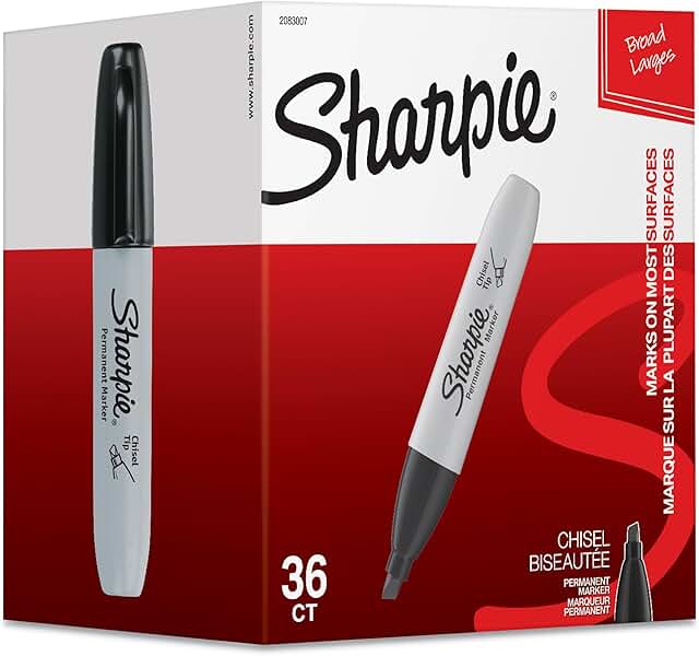 Black Chisel Tip Permanent Markers, 36 Pack
