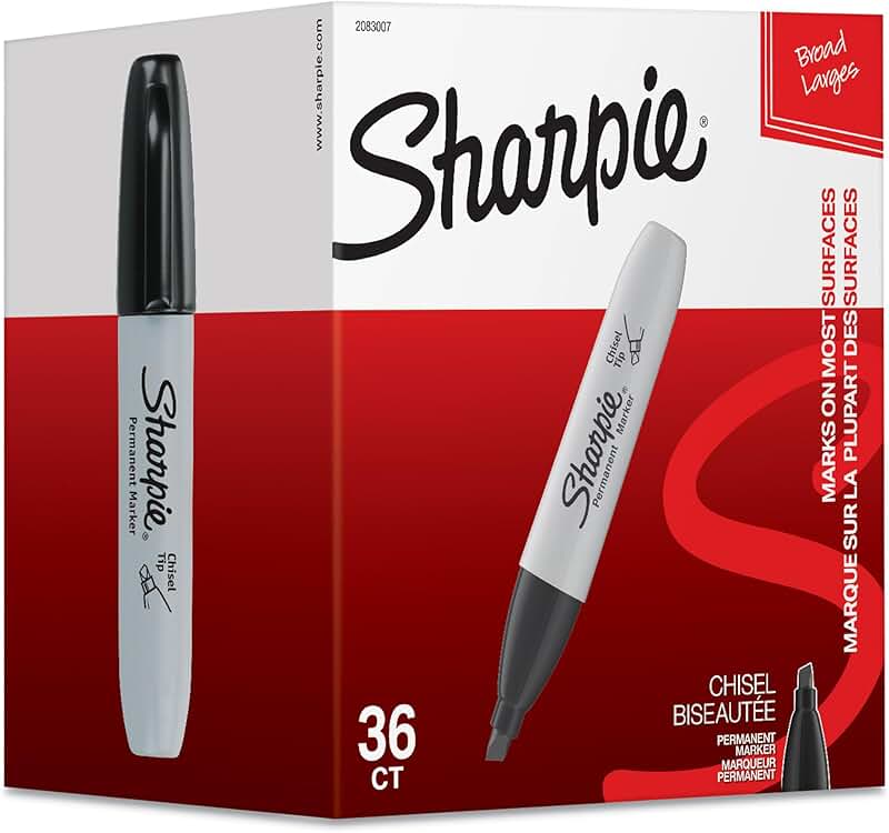 Black Chisel Tip Permanent Markers, 36 Pack