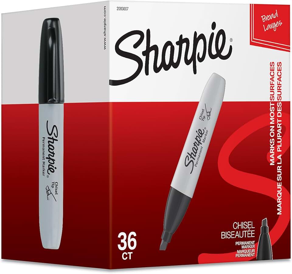 Black Chisel Tip Permanent Markers, 36 Pack