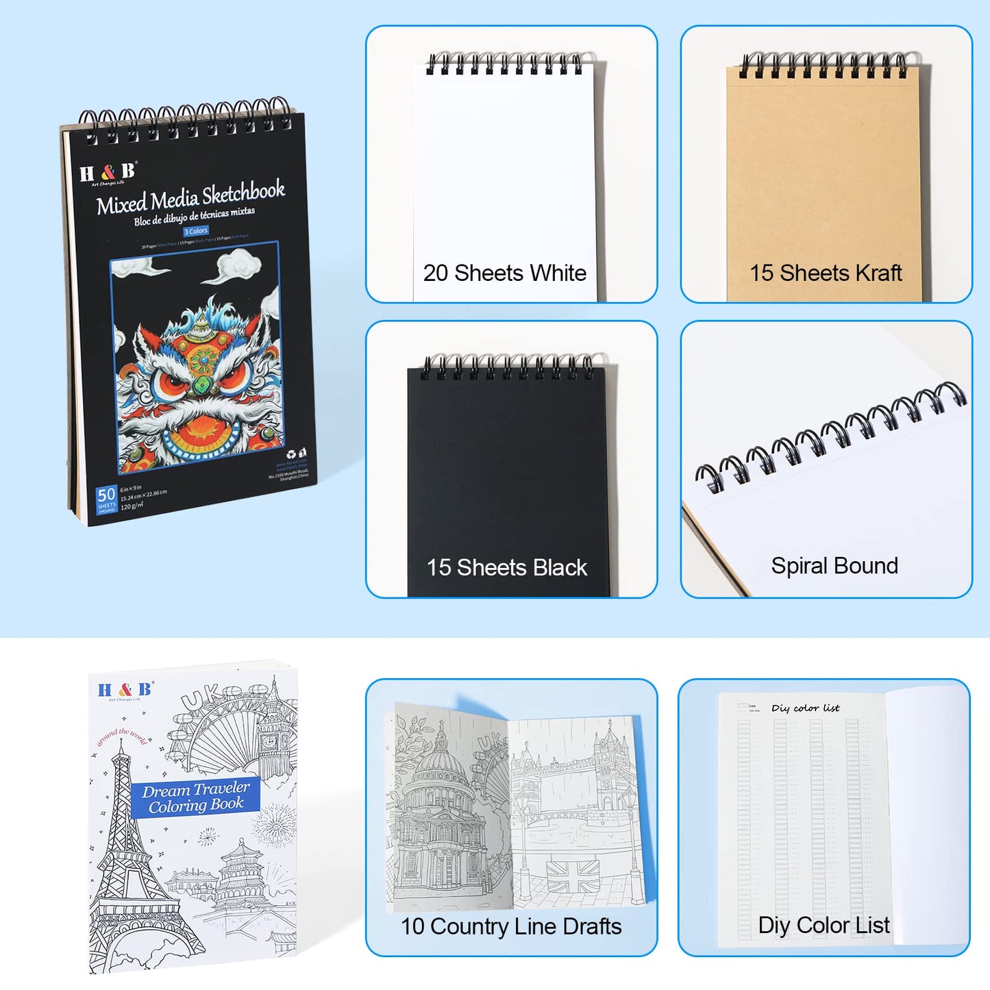 80-Pack Drawing and Art Supplies Kit with Sketchbook and Coloring Book