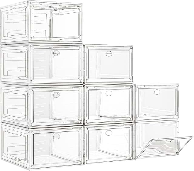 Large Clear Shoe Storage Boxes, 9 Pack