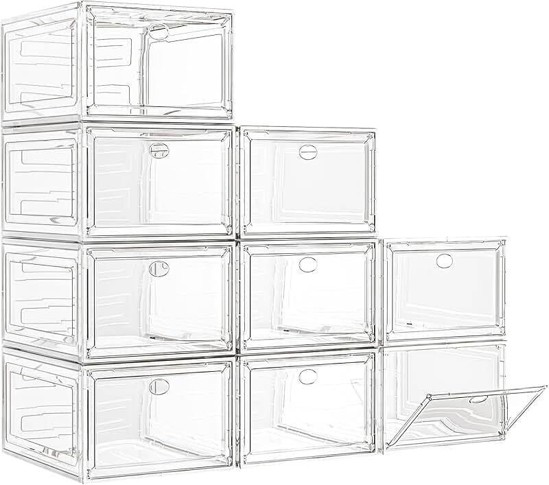 Large Clear Shoe Storage Boxes, 9 Pack