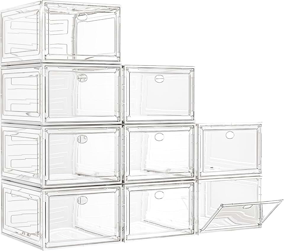 Large Clear Shoe Storage Boxes, 9 Pack