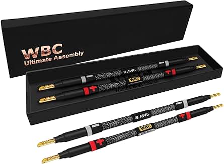 Premium 8 Inch 8 AWG OFC Speaker Jumper Cables (4 Pack)