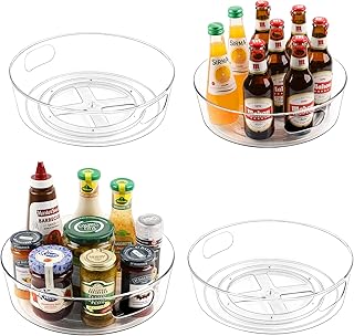 4-Pack Clear Lazy Susan Turntables for Storage