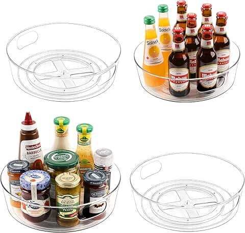 4-Pack Clear Lazy Susan Turntables for Storage