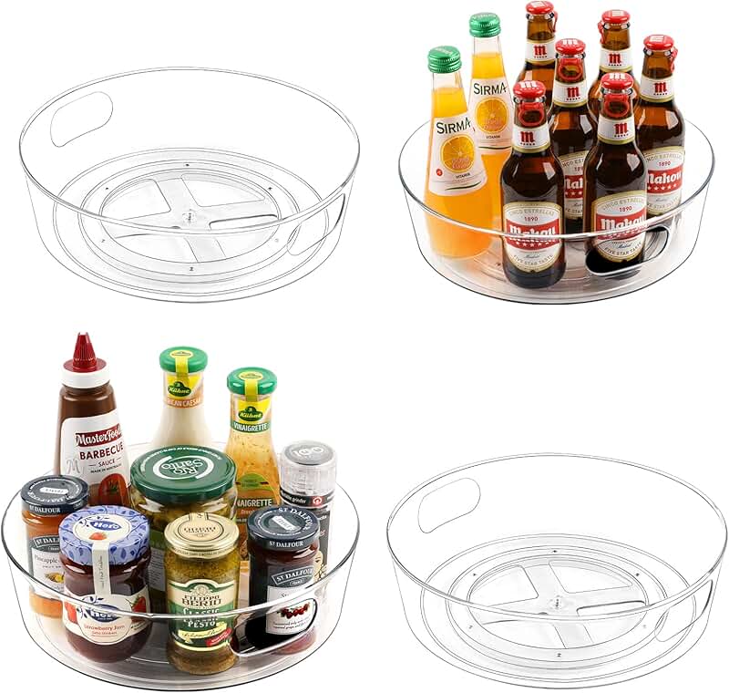 4-Pack Clear Lazy Susan Turntables for Storage