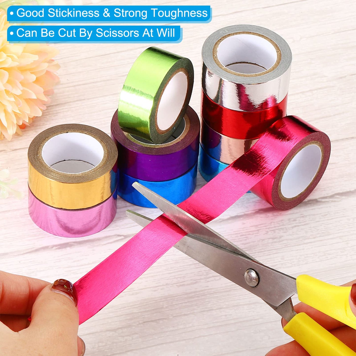Shimmering Crimson Metallic Washi Tape 15mm x 5m 10 Pack