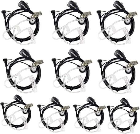 Acoustic Tube Earpiece with Mic for Walkie Talkies (10 Pack)