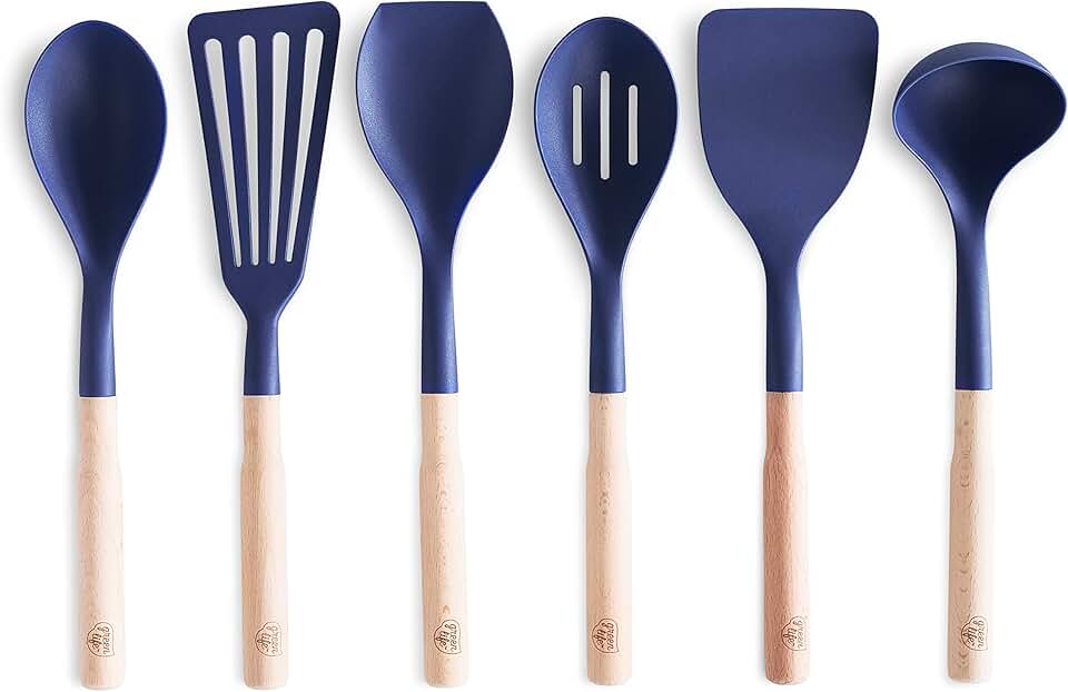 7-Piece Nylon and Wood Kitchen Utensil Set