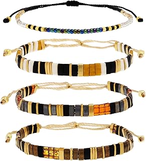 Colorful Handmade Flat Beads Stack Bracelets for Women