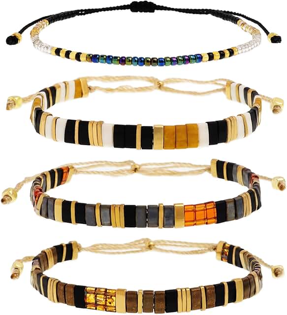 Colorful Handmade Flat Beads Stack Bracelets for Women