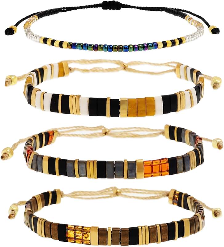 Colorful Handmade Flat Beads Stack Bracelets for Women