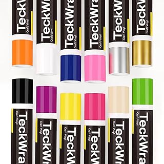 Rainbow permanent adhesive vinyl rolls, 12 colors, 12in x 5ft