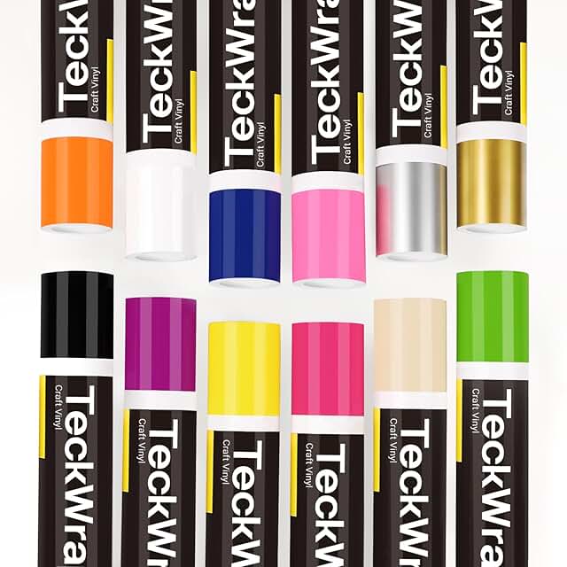 Rainbow permanent adhesive vinyl rolls, 12 colors, 12in x 5ft