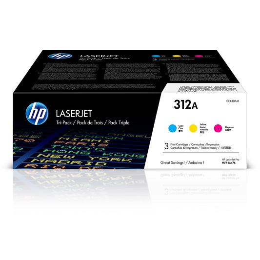 312A Cyan, Magenta, Yellow Toner Cartridges 3-pack