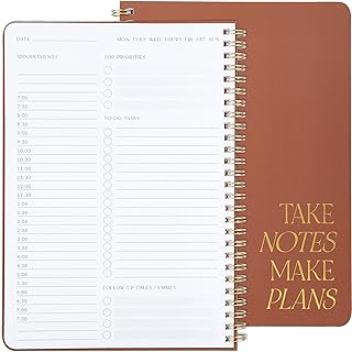 Beautiful Daily Planner and Notebook with Hourly Schedule