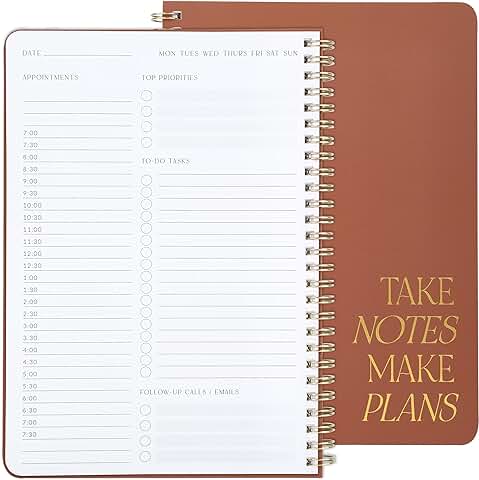 Beautiful Daily Planner and Notebook with Hourly Schedule