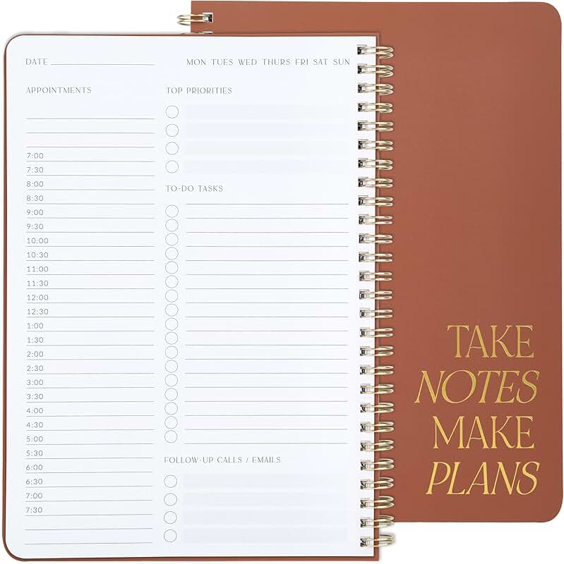 Beautiful Daily Planner and Notebook with Hourly Schedule