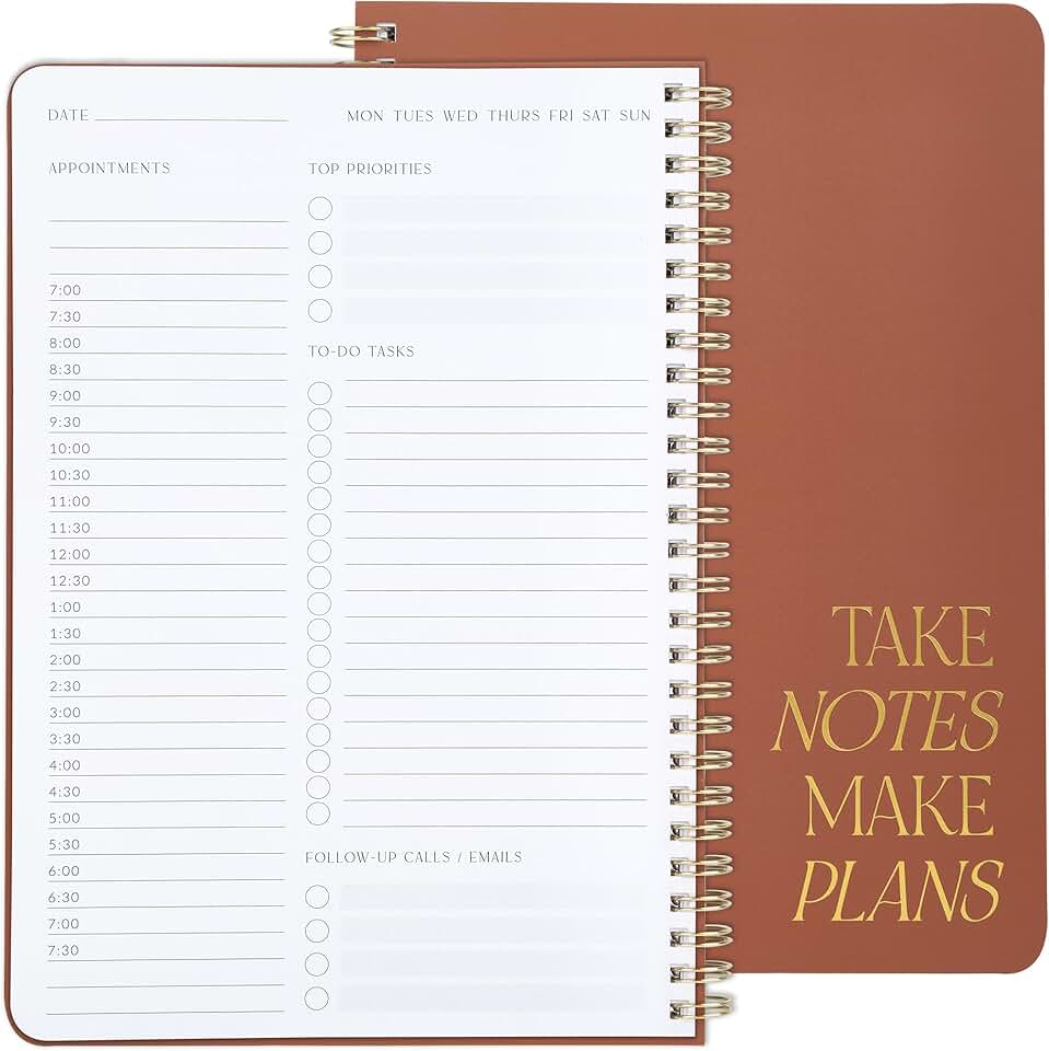 Beautiful Daily Planner and Notebook with Hourly Schedule