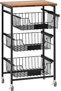 Small 4-Tier Kitchen Storage Cart with Wheels and Baskets