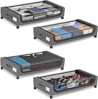 Large Under Bed Storage Containers with Wheels, 4 Pack