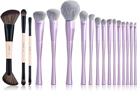 Travel Makeup Brush Set with 3 Double-Sided Brushes