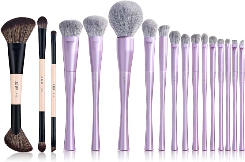 Travel Makeup Brush Set with 3 Double-Sided Brushes