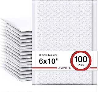 White 6x10" Bubble Mailers, 100 Pack