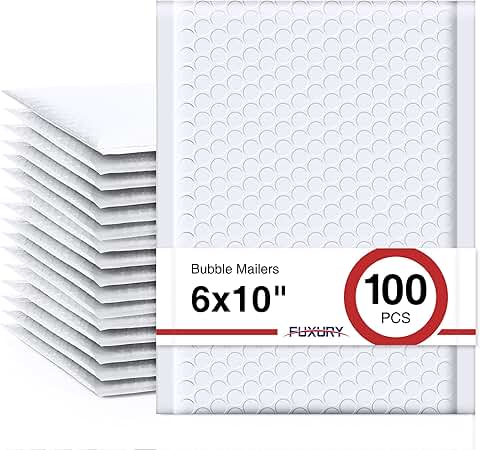 White 6x10" Bubble Mailers, 100 Pack