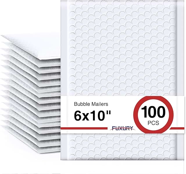 White 6x10" Bubble Mailers, 100 Pack