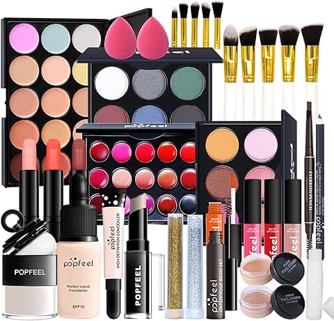 Professional Makeup Kit with Foundation, Eye Shadow, Lipstick, and Brushes