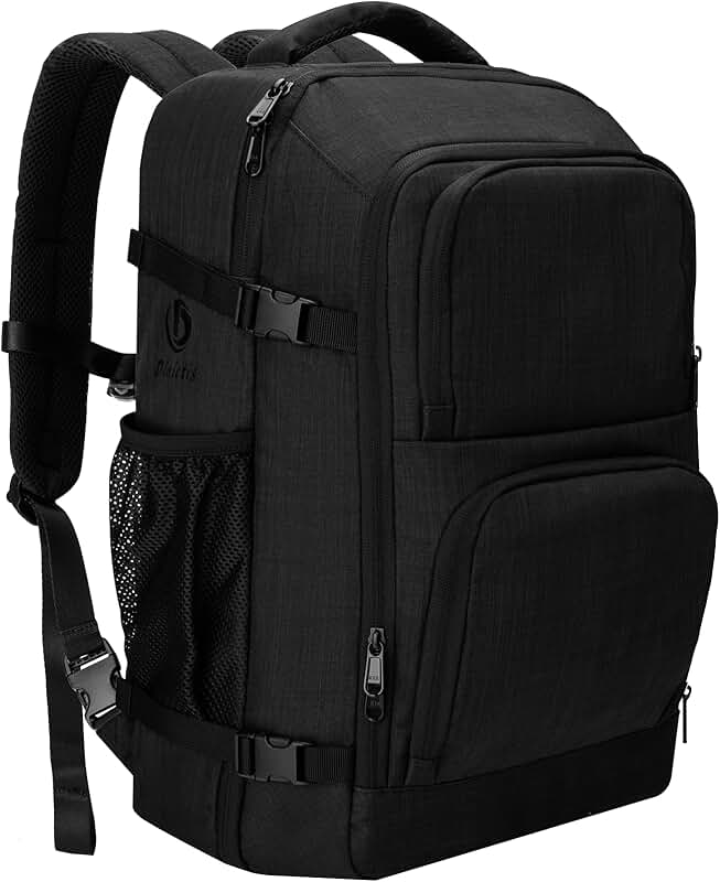 Black travel backpack fits 17-inch laptop